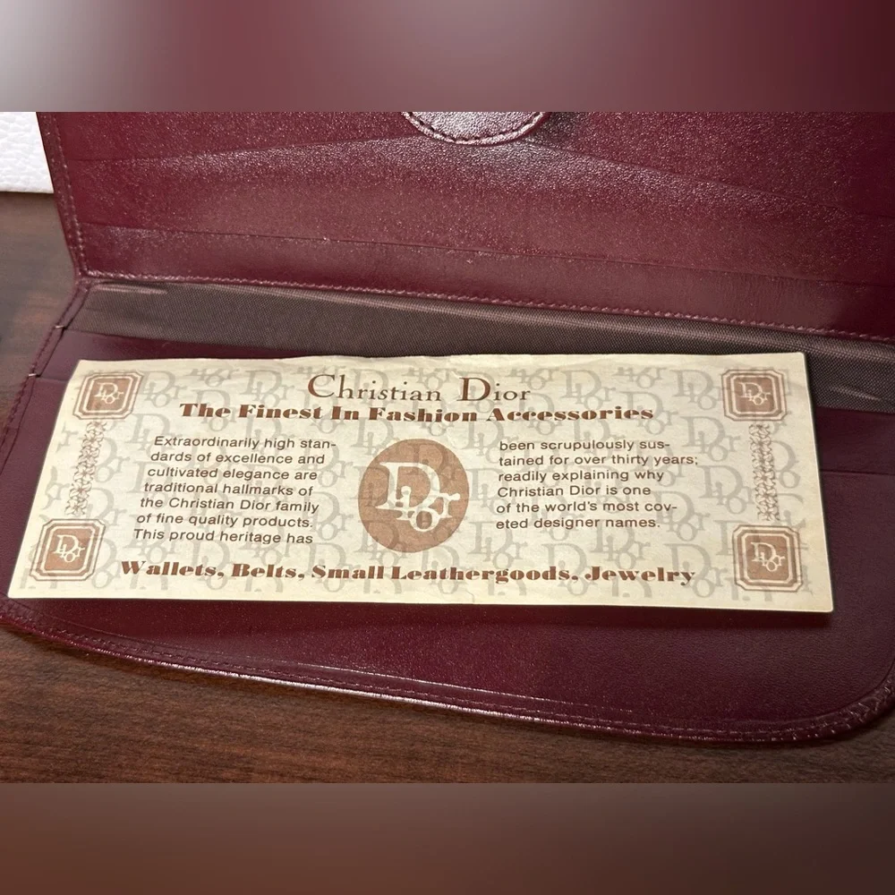 Vintage Dior Burgundy Leather Wallet EUC